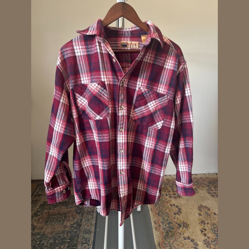 Vtg Big Mac Heavyweight Flannel 100% Cotton - Men's L - Grandpa Workwear 80s 90s
